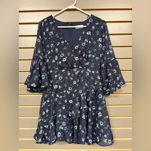 Floral Navy Blue Women's Dress, size S